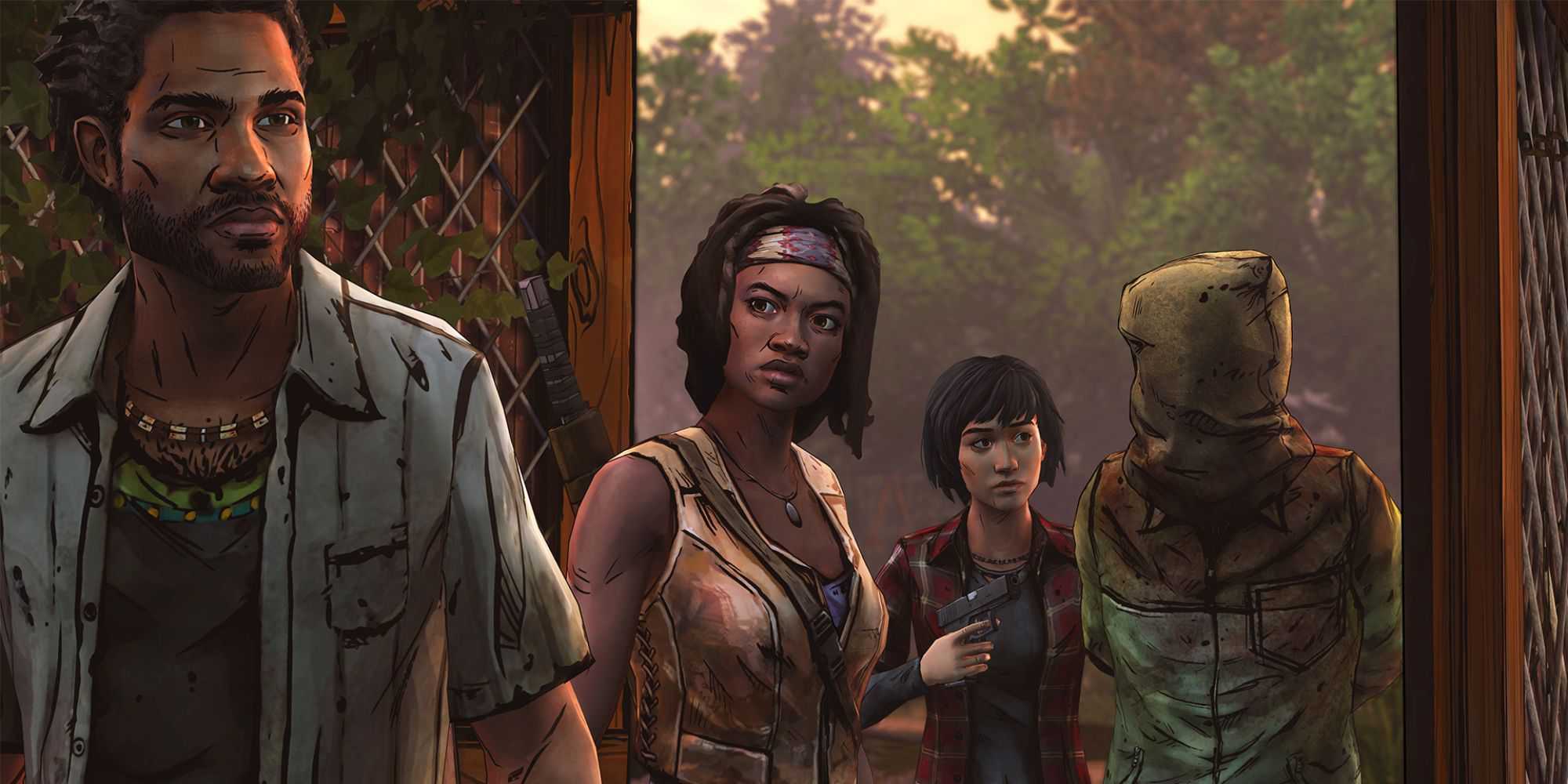 A group of people in The Walking Dead: Michonne