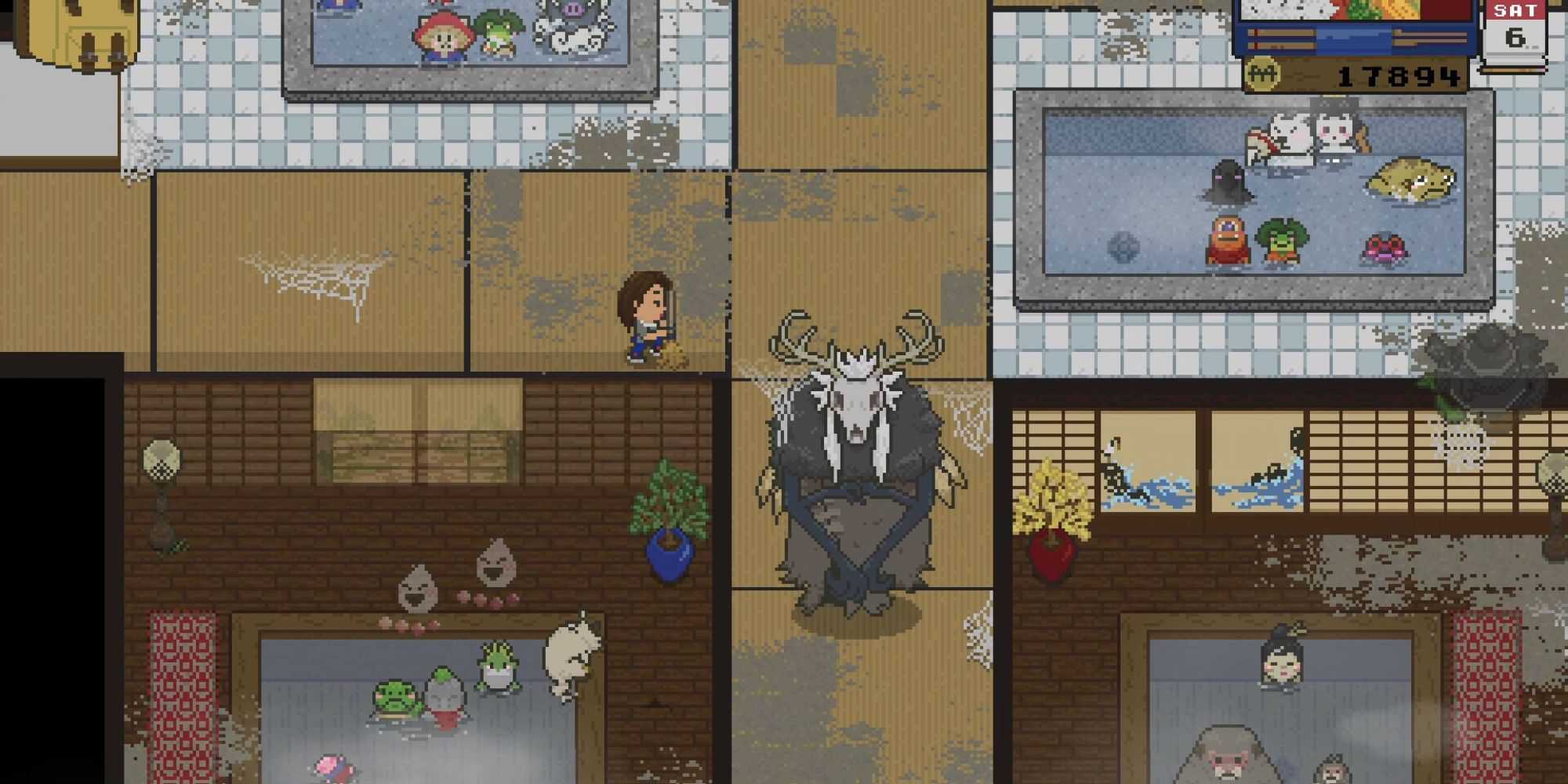 A monster inside the bathhouse in Spirittea