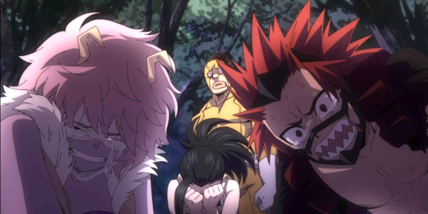 Crítica do episódio 14 da 6ª temporada de My Hero Academia, Morte da Sra. Midnight Mina Ashido, Momo Yaoyorozu, Rikido Sato e Eijiro Kirishima