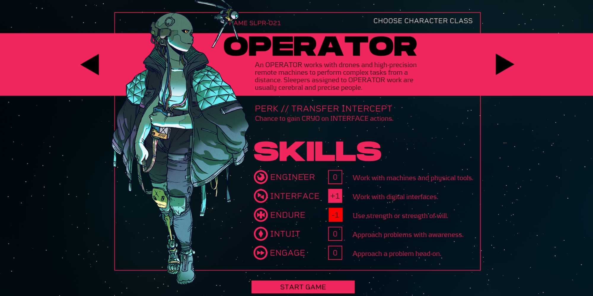 Introduction screen for the Operator Citizen Sleeper