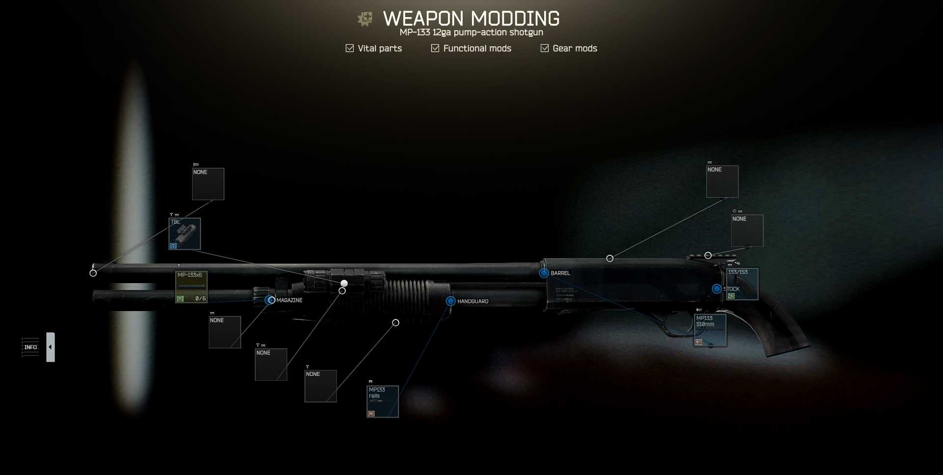 Uma espingarda MP-133 modificada em Escape From Tarkov