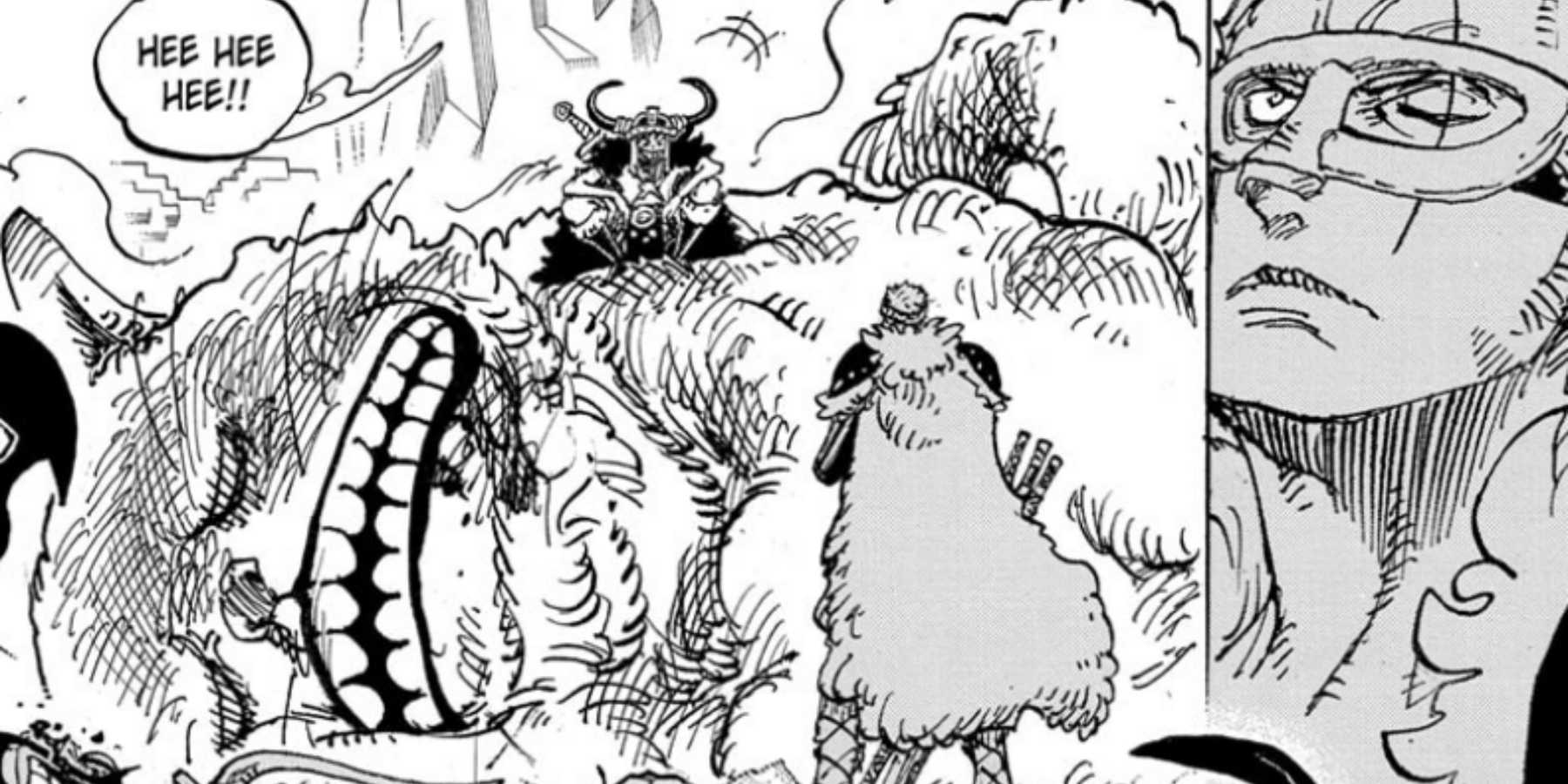 trio de monstros derrota gato gigante one piece 1127