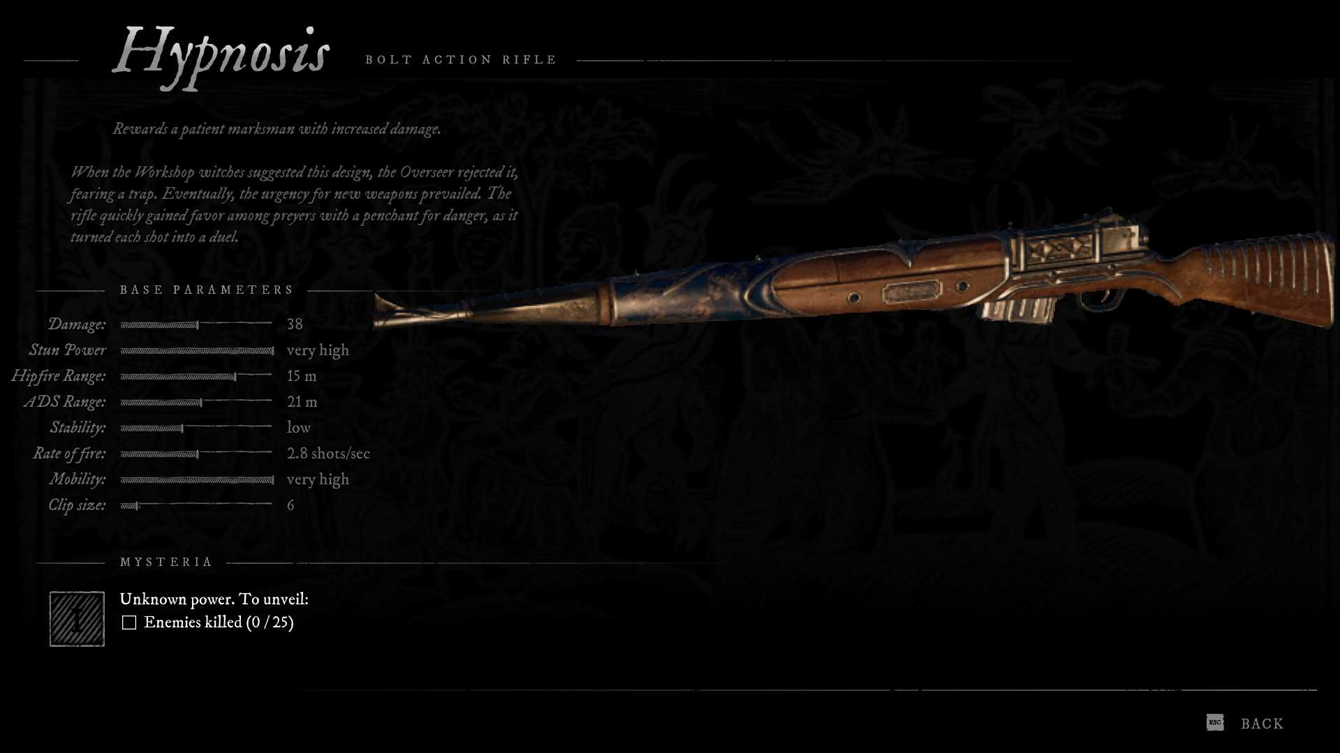 O rifle de hipnose em Witchfire