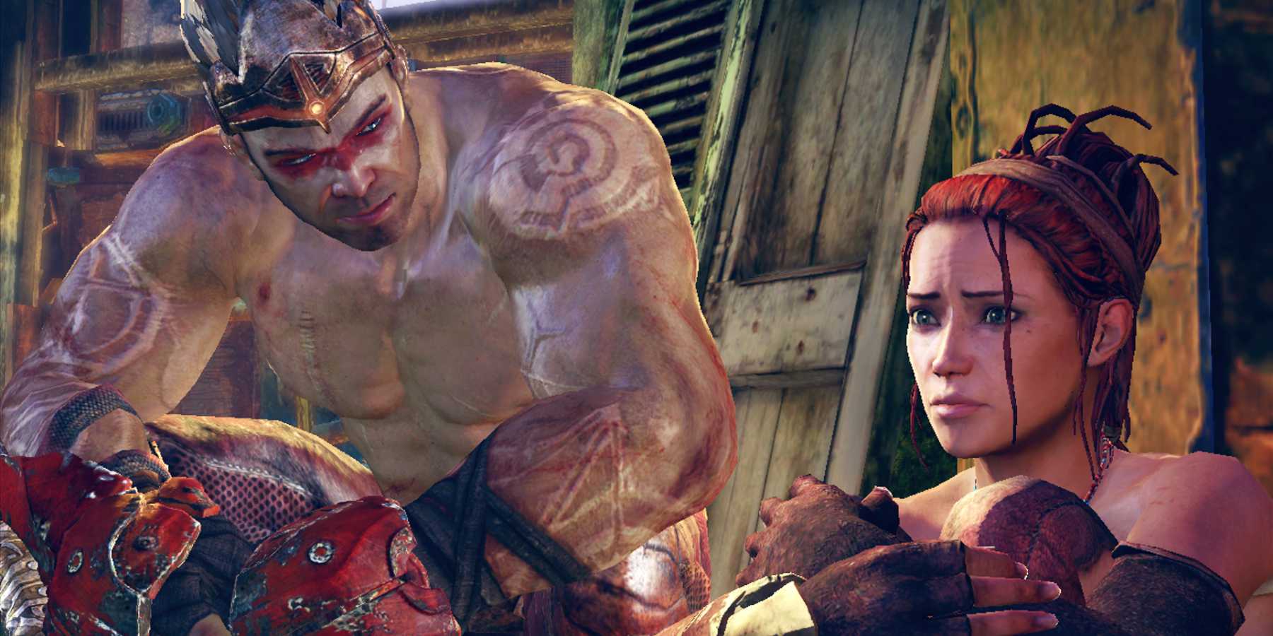 Protagonistas olham um para o outro em Enslaved Odyssey To The West