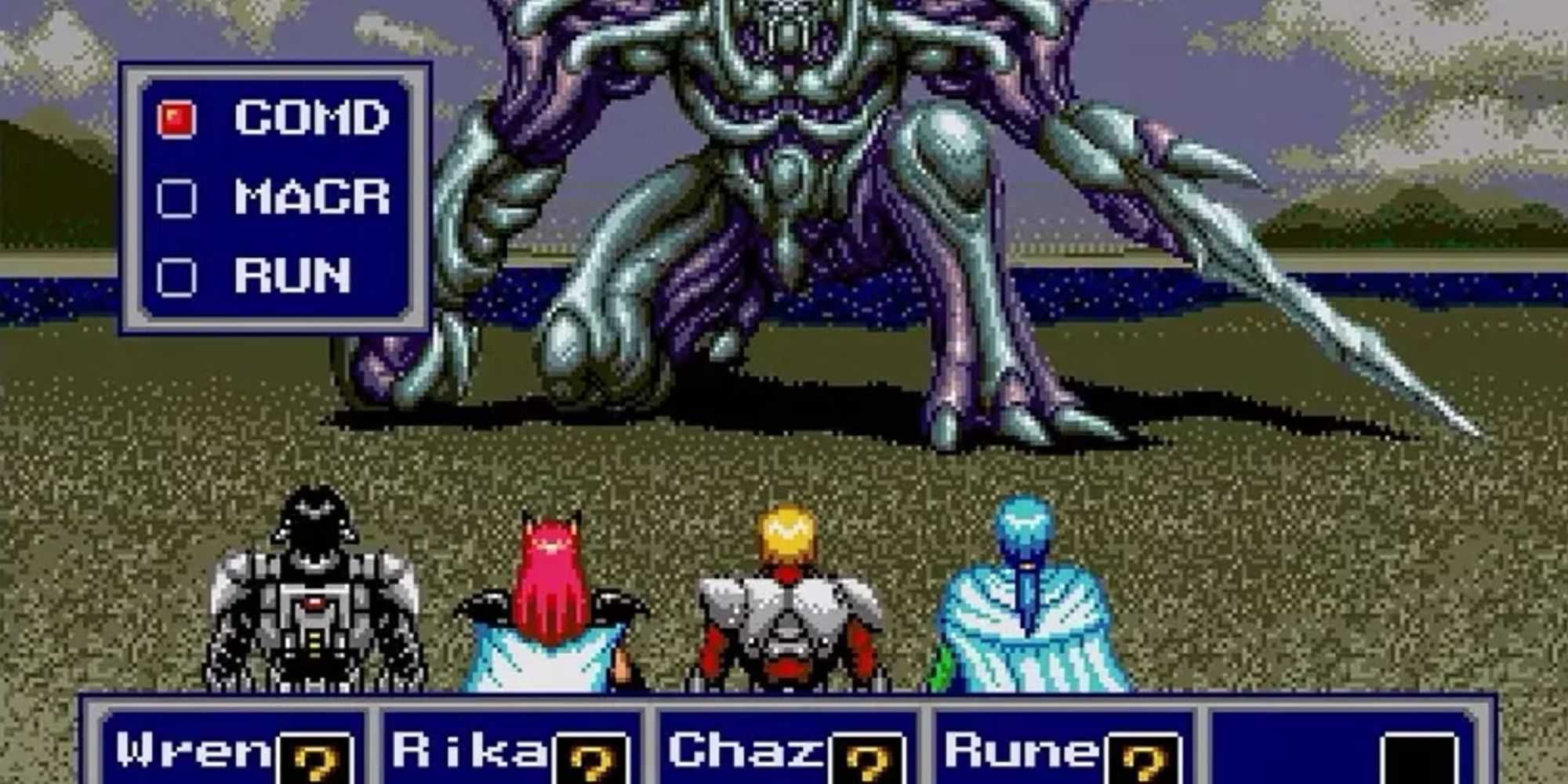 Fighting a giant in Phantasy Star 4