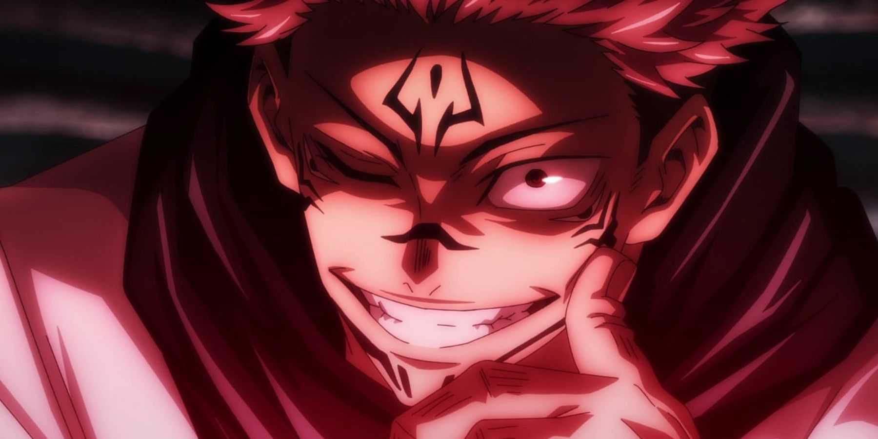 sukuna sorrindo loucamente em Jujutsu Kaisen