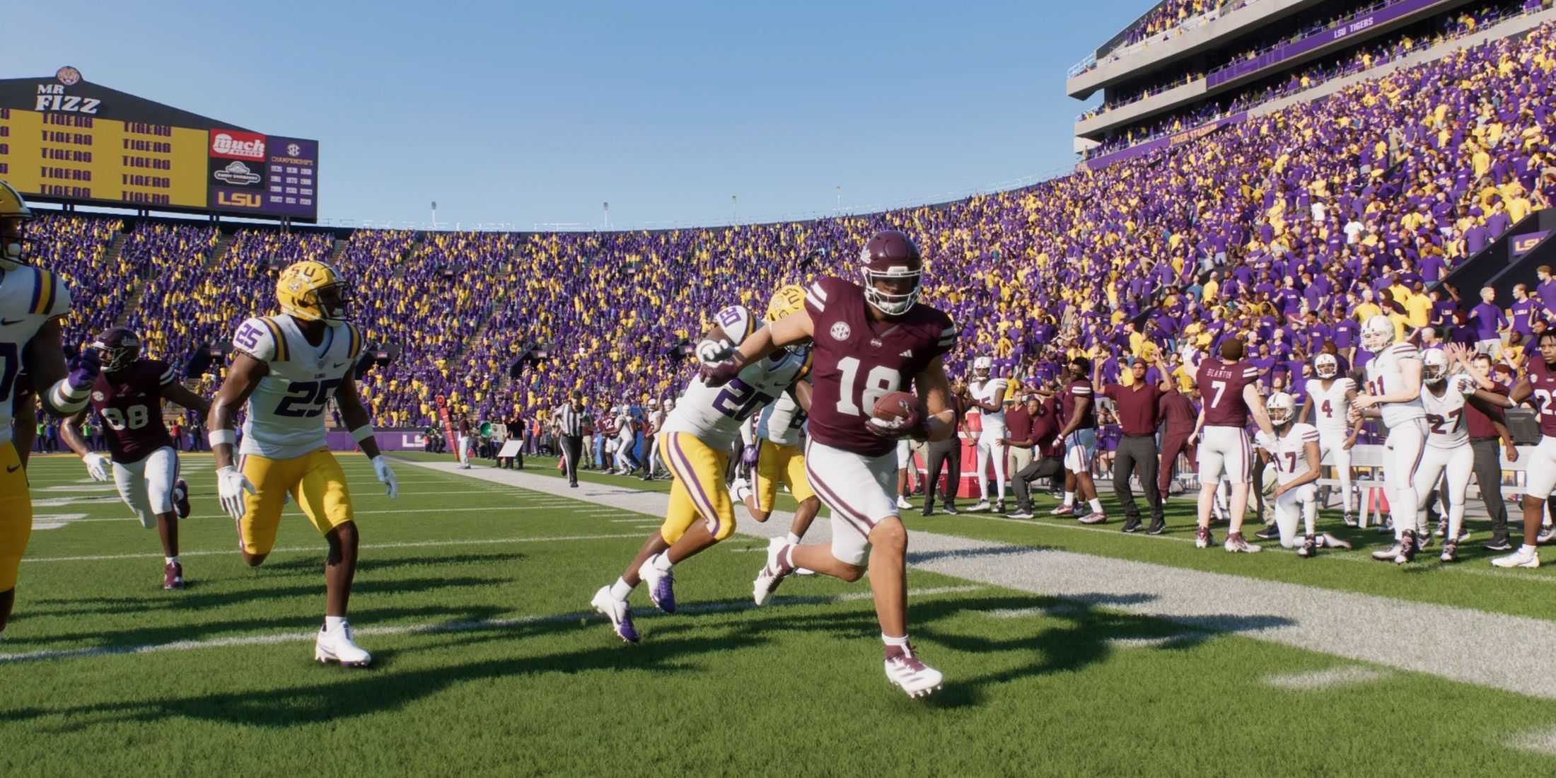 A player breaking a tackle in College Football 25