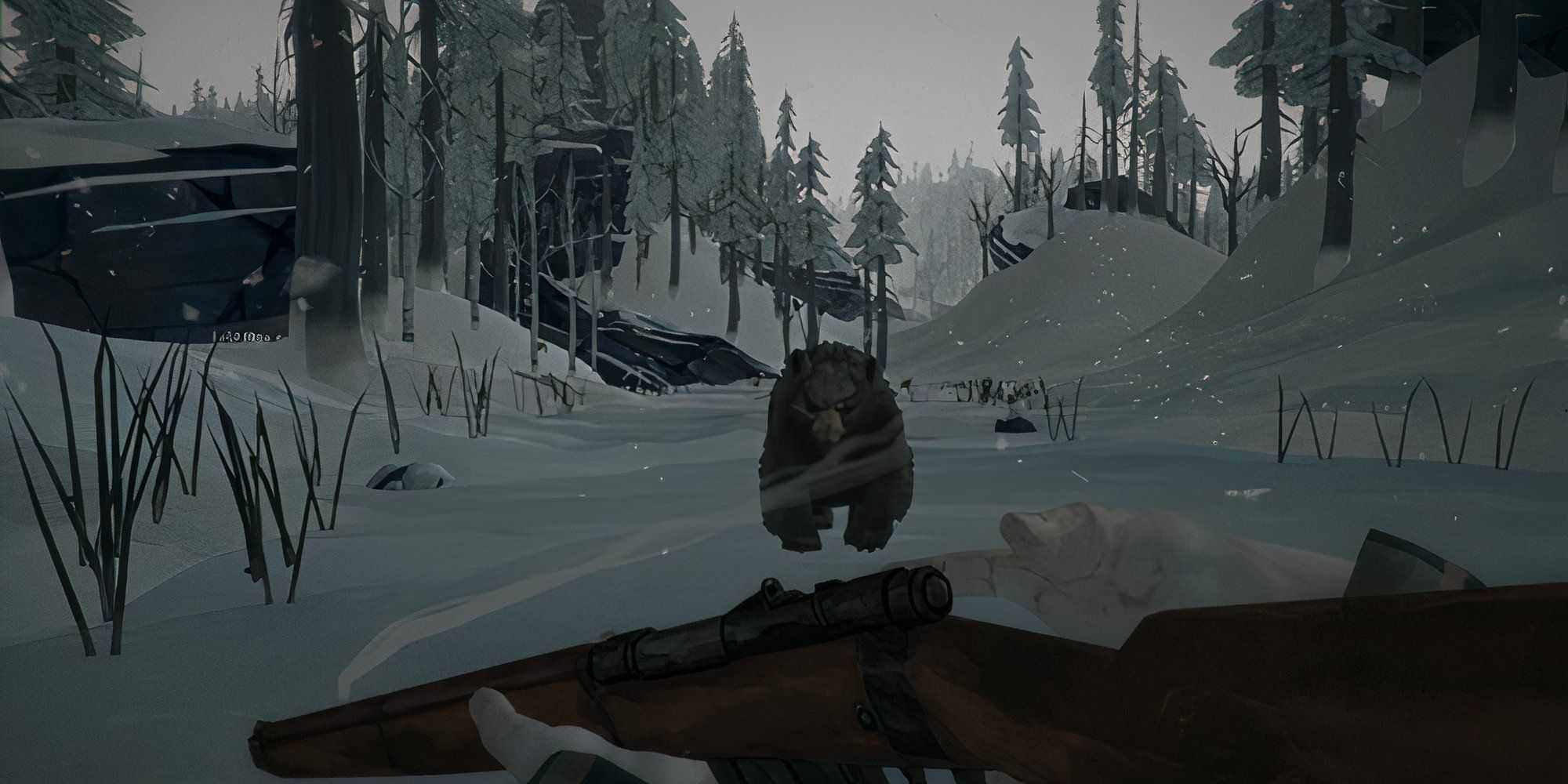 Bear attacking with player with a gun