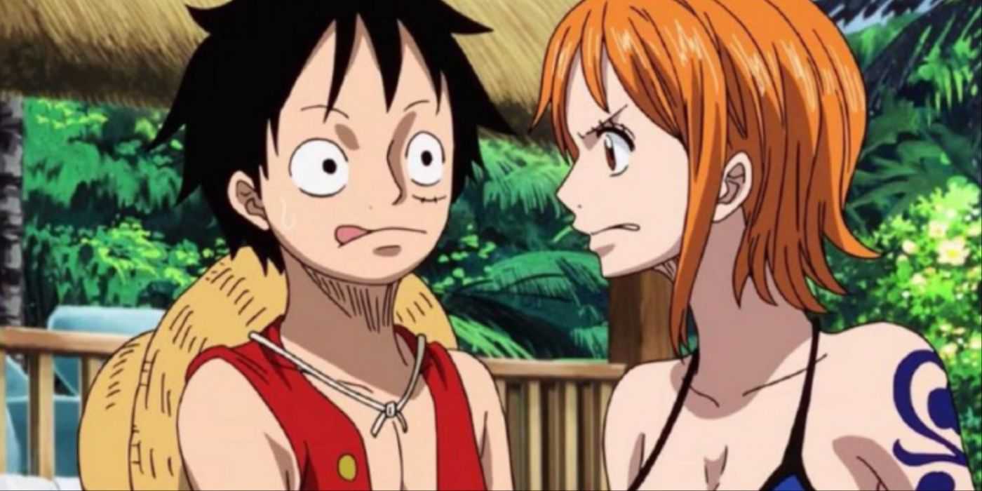 Luffy e Nami no Meio de uma Conversa em One Piece