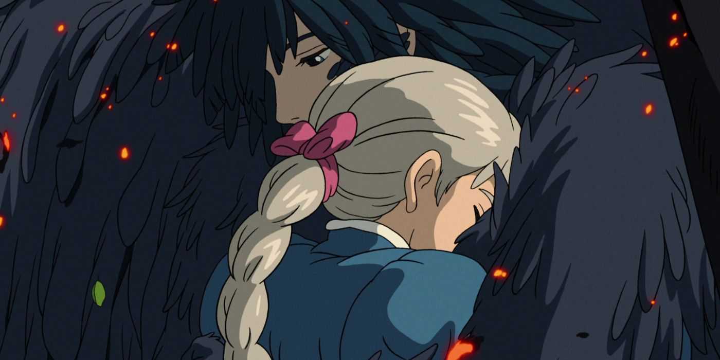 Howl e Sophie se abraçando