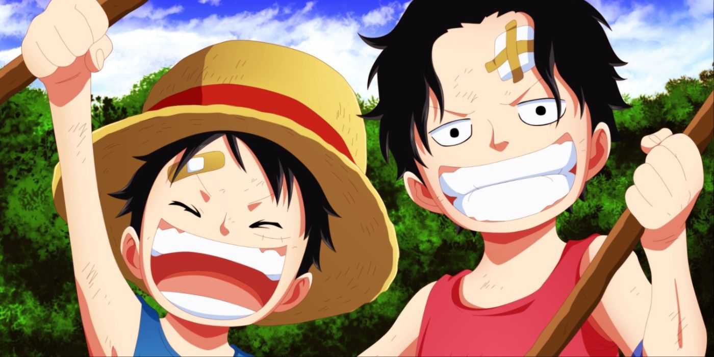 Jovem Ace e Luffy se Divertindo em One Piece