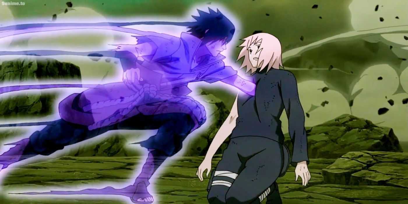 Sasuke Stabs Sakura Using Genjutsu