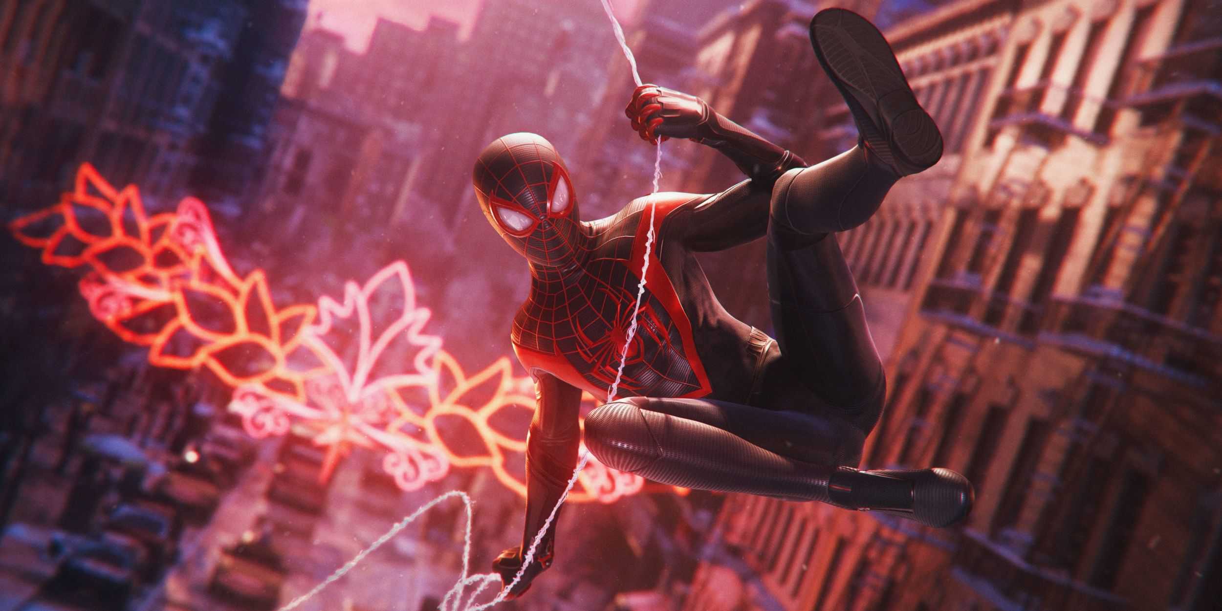 Miles Morales web-swinging in Spider-Man's Miles Morales