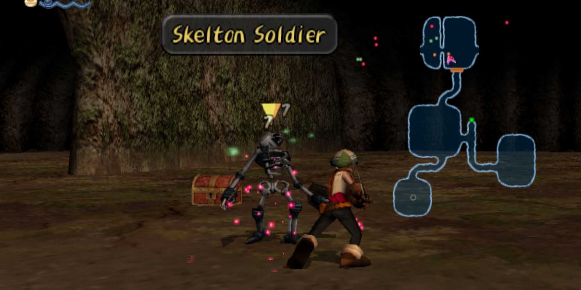 Fighting enemies in Dark Cloud 1