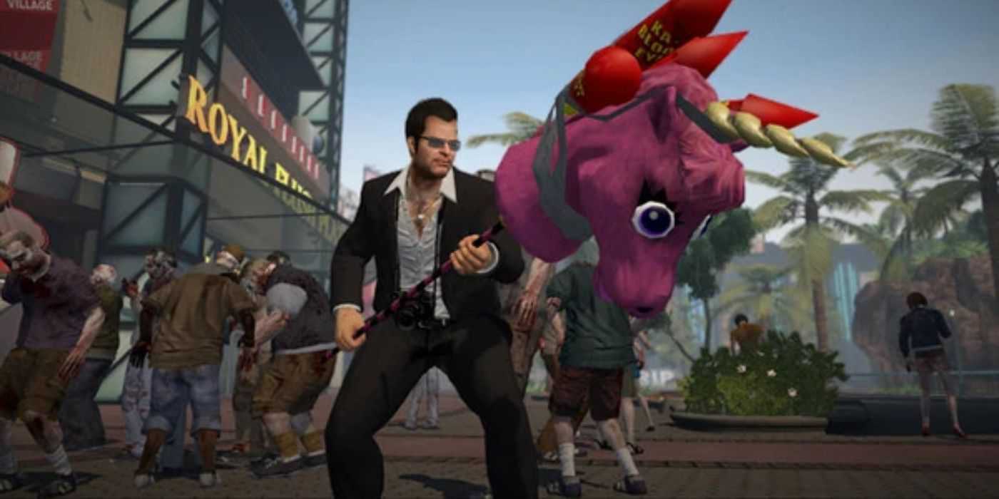 An image of Frank West using the Pegasus combo weapon in Dead Rising: Off the Record