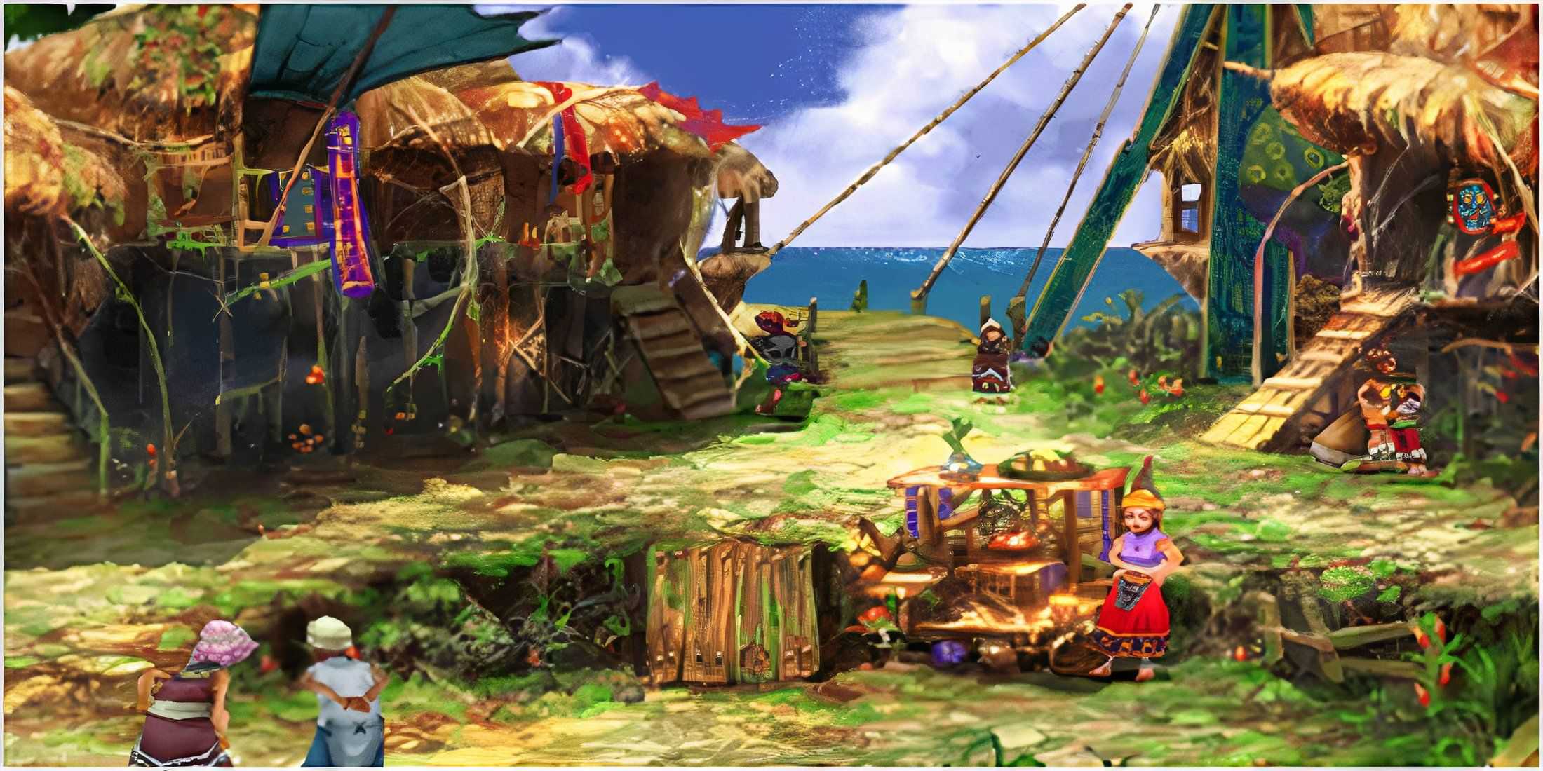 Town exploration in Chrono Cross.