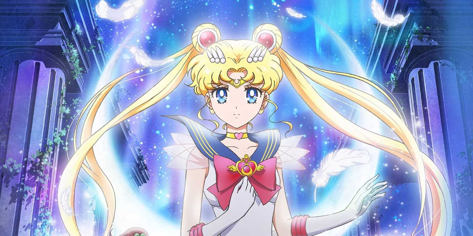 Sailor Moon libera seus poderes celestiais em Sailor Moon Crystal.