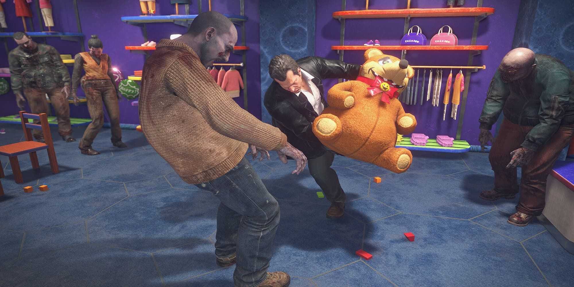 Frank Attacking A Zombie With A Teddy Bear