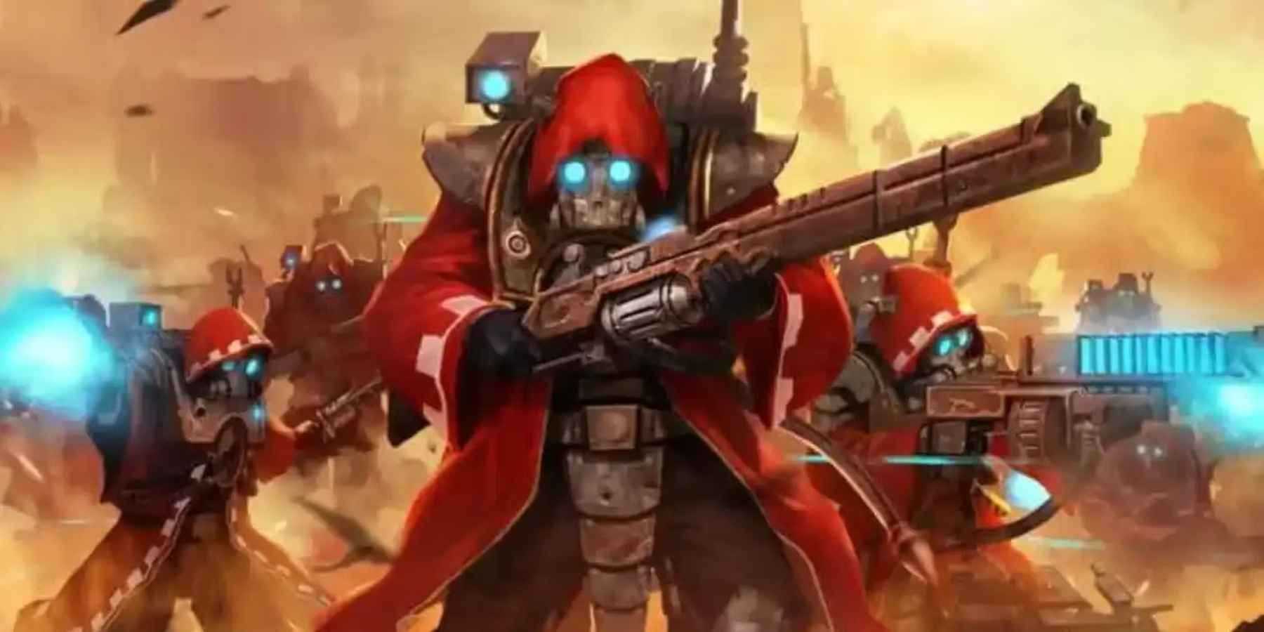 a cloaked figure in Warhammer 40k Adeptus Mechanicus