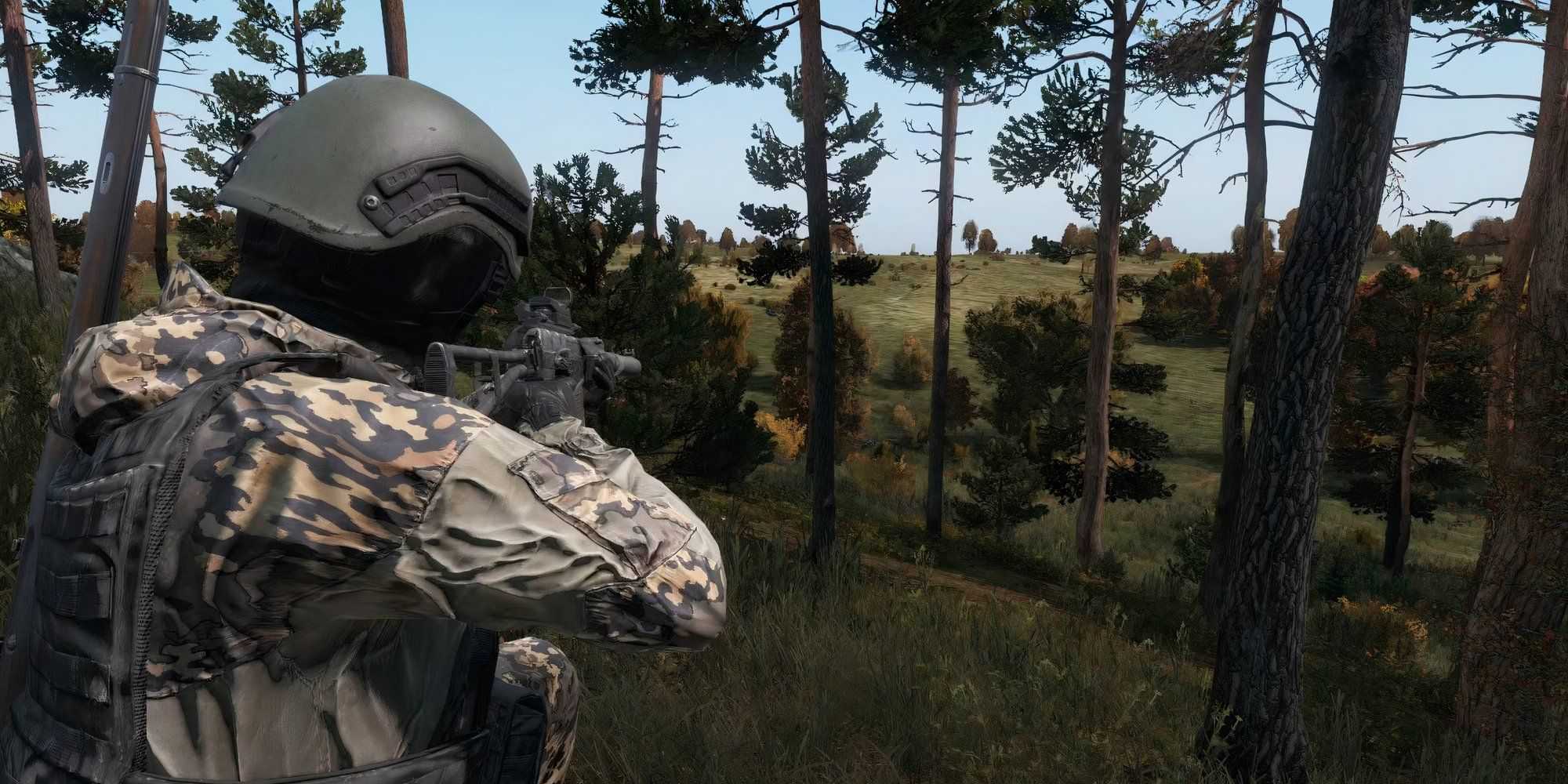 A player in Dayz aiming their weapon