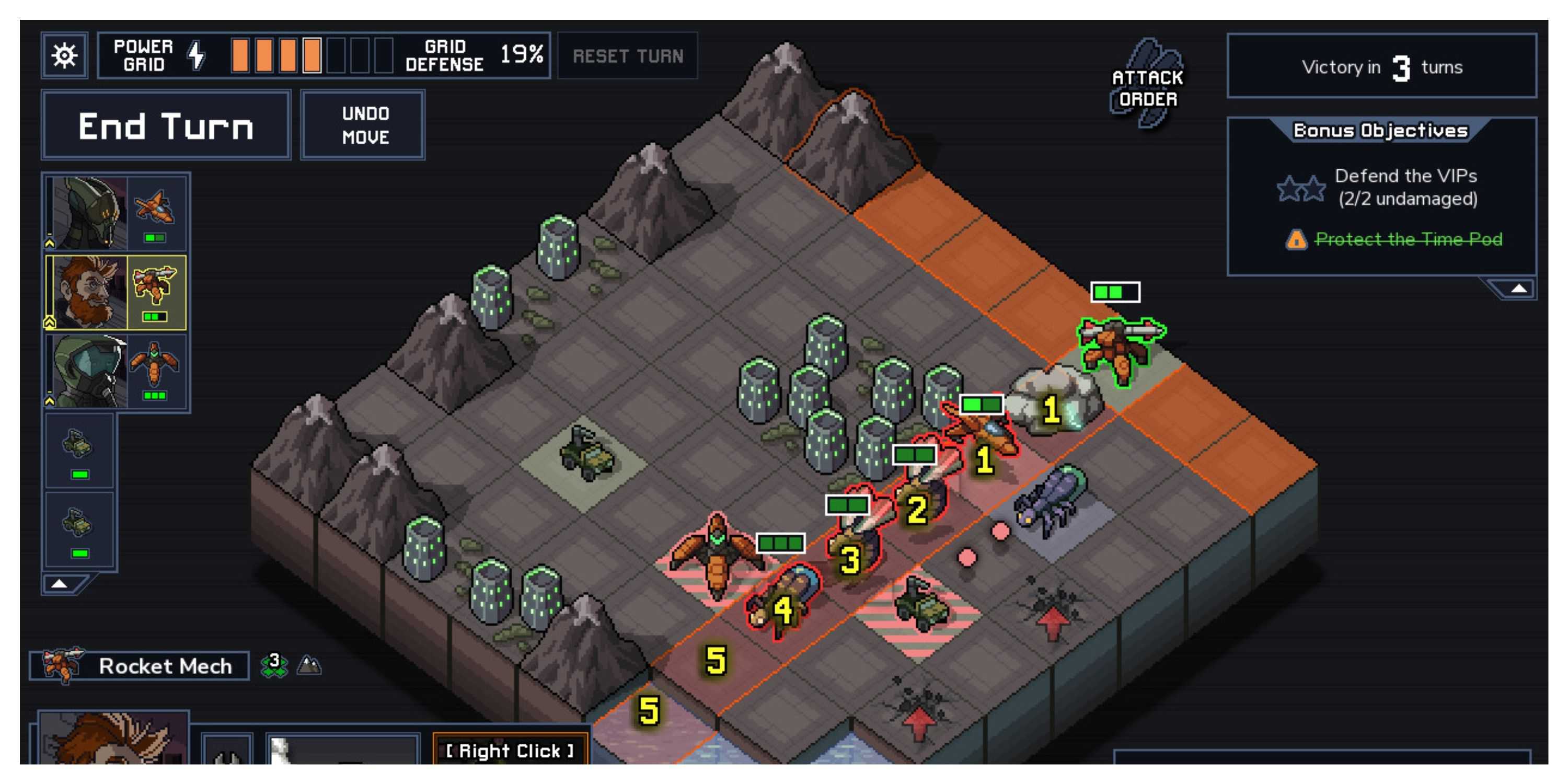 Into The Breach - Steam Screenshot (Targeting Multiple Enemies)