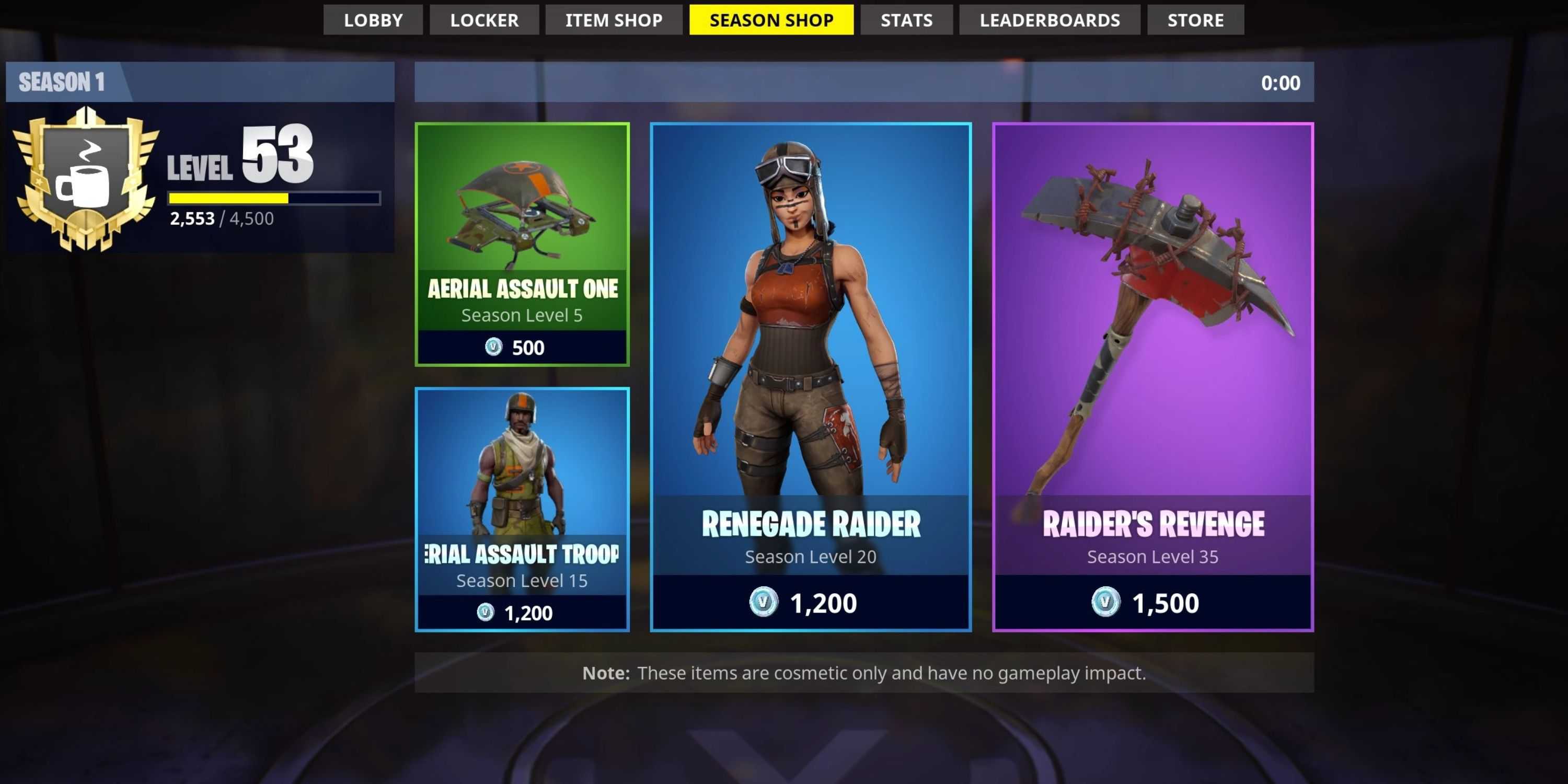 fortnite chapter 1 season 1 season shop