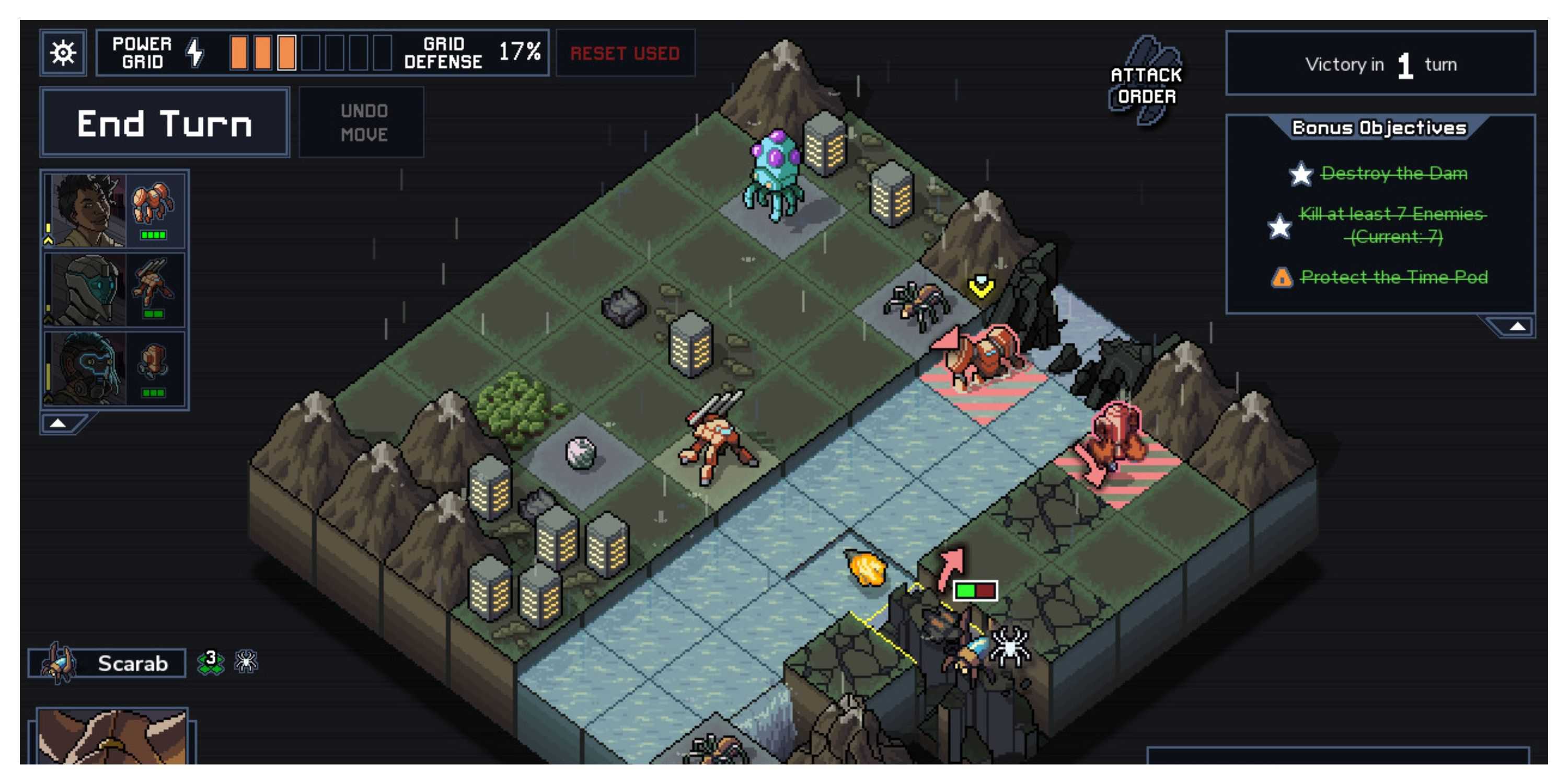 Into The Breach - Steam Screenshot (Targeting Two Enemies)