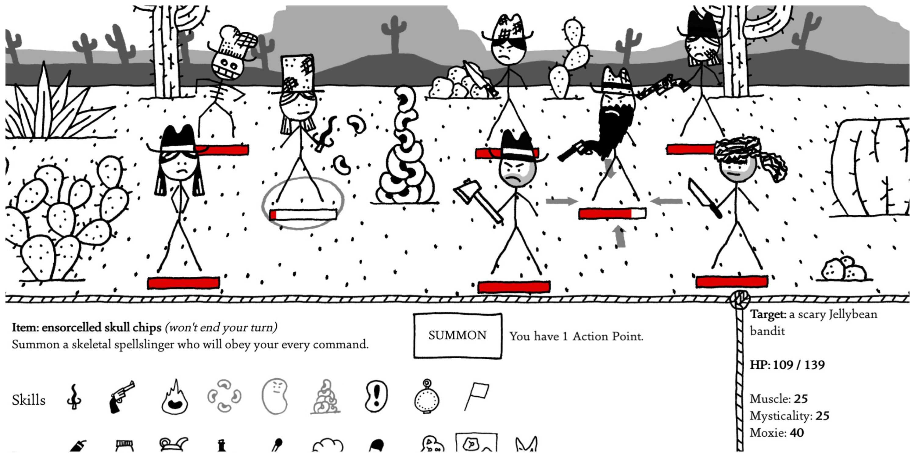 Jogabilidade de combate West Of Loathing