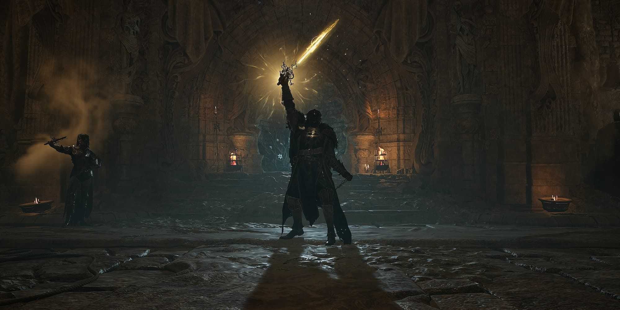 construção do paladino sagrado apresentando a classe Dark Crusader em Lords of the Fallen