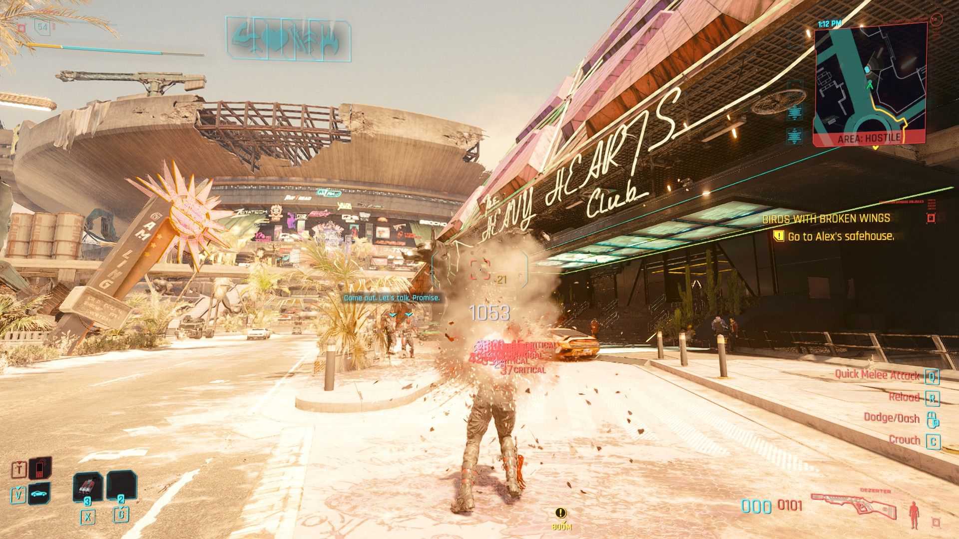 Um tiro da espingarda Dezerter em Cyberpunk 2077 Phantom Liberty