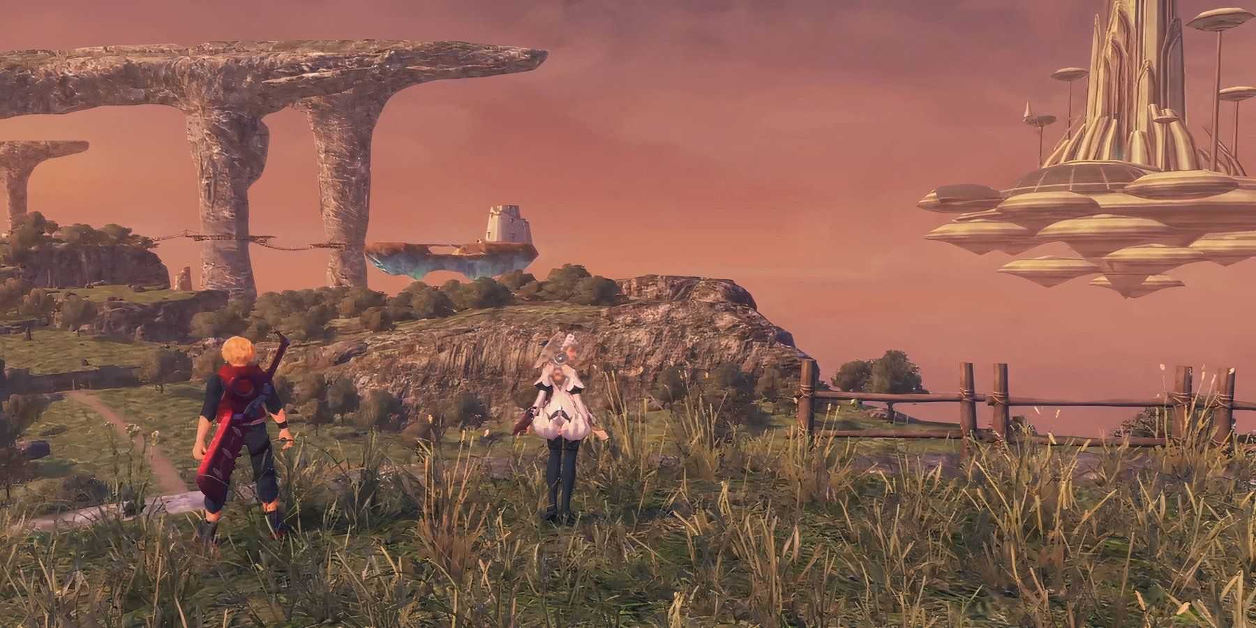 shulk and melia staring at a large vista