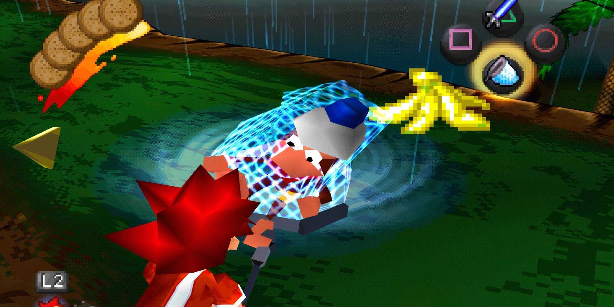 Catching a monkey in Ape Escape (PS1)