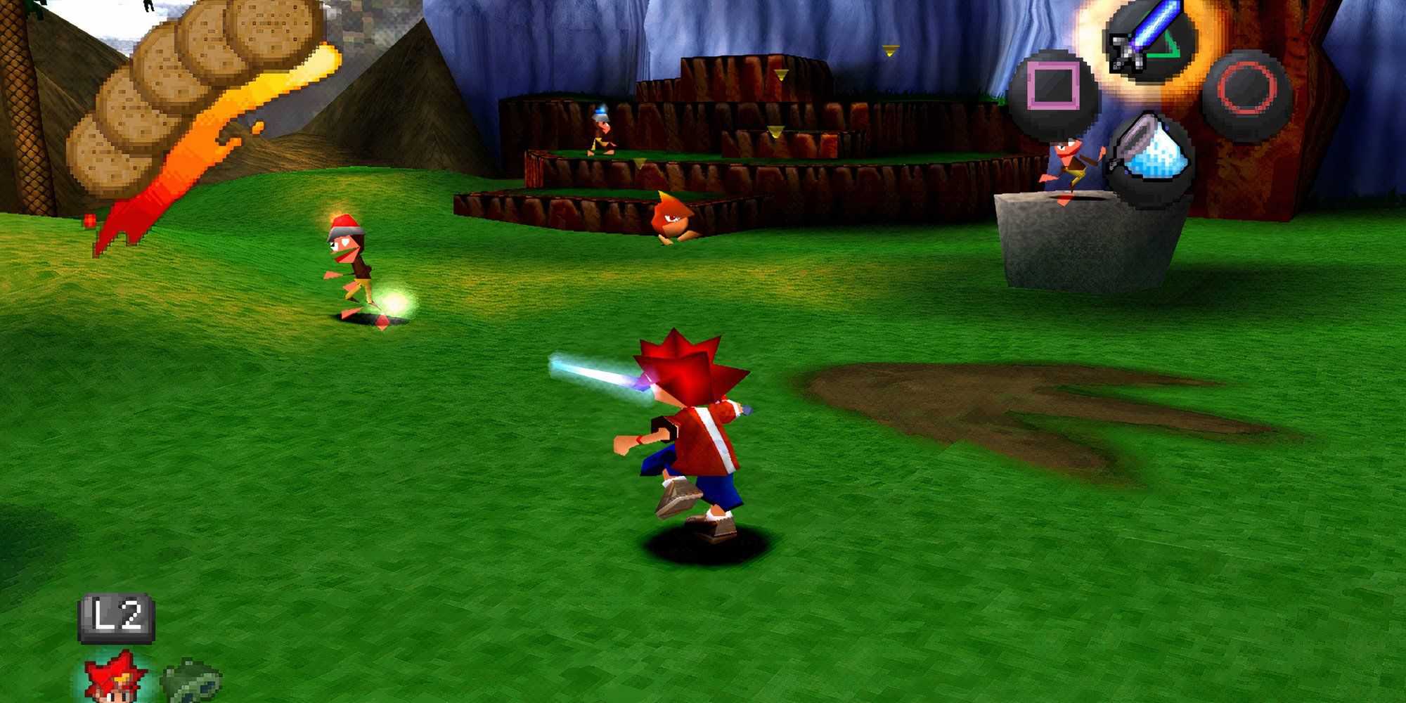 Chasing a monkey in Ape Escape (PS1)