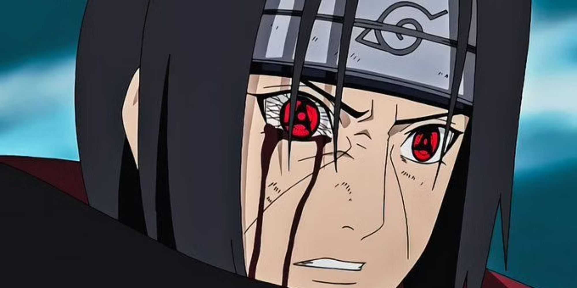 Uchiha Itachi usando seu Sharingan