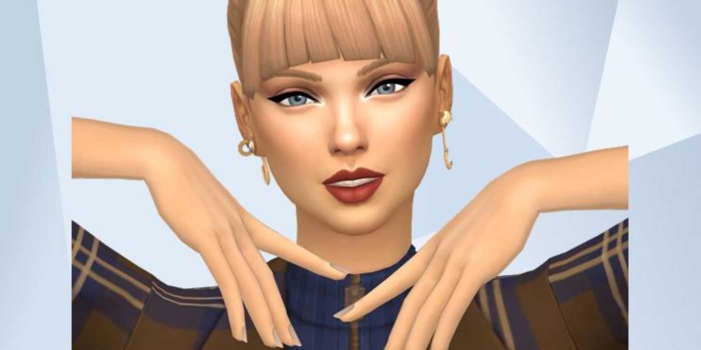 Uma imagem de Taylor Swift recriada em The Sims 4