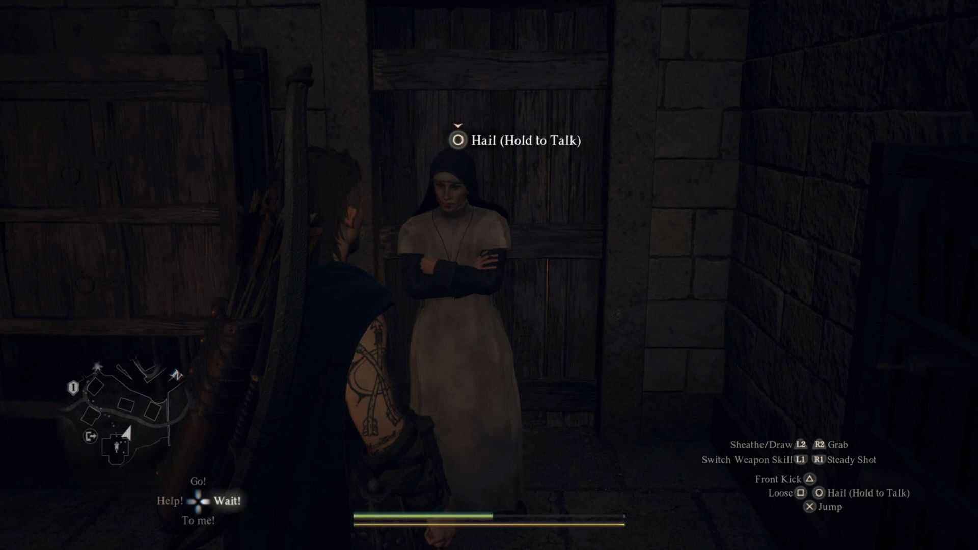 Um jogador com Elena, a Abadessa, em Dragon's Dogma 2