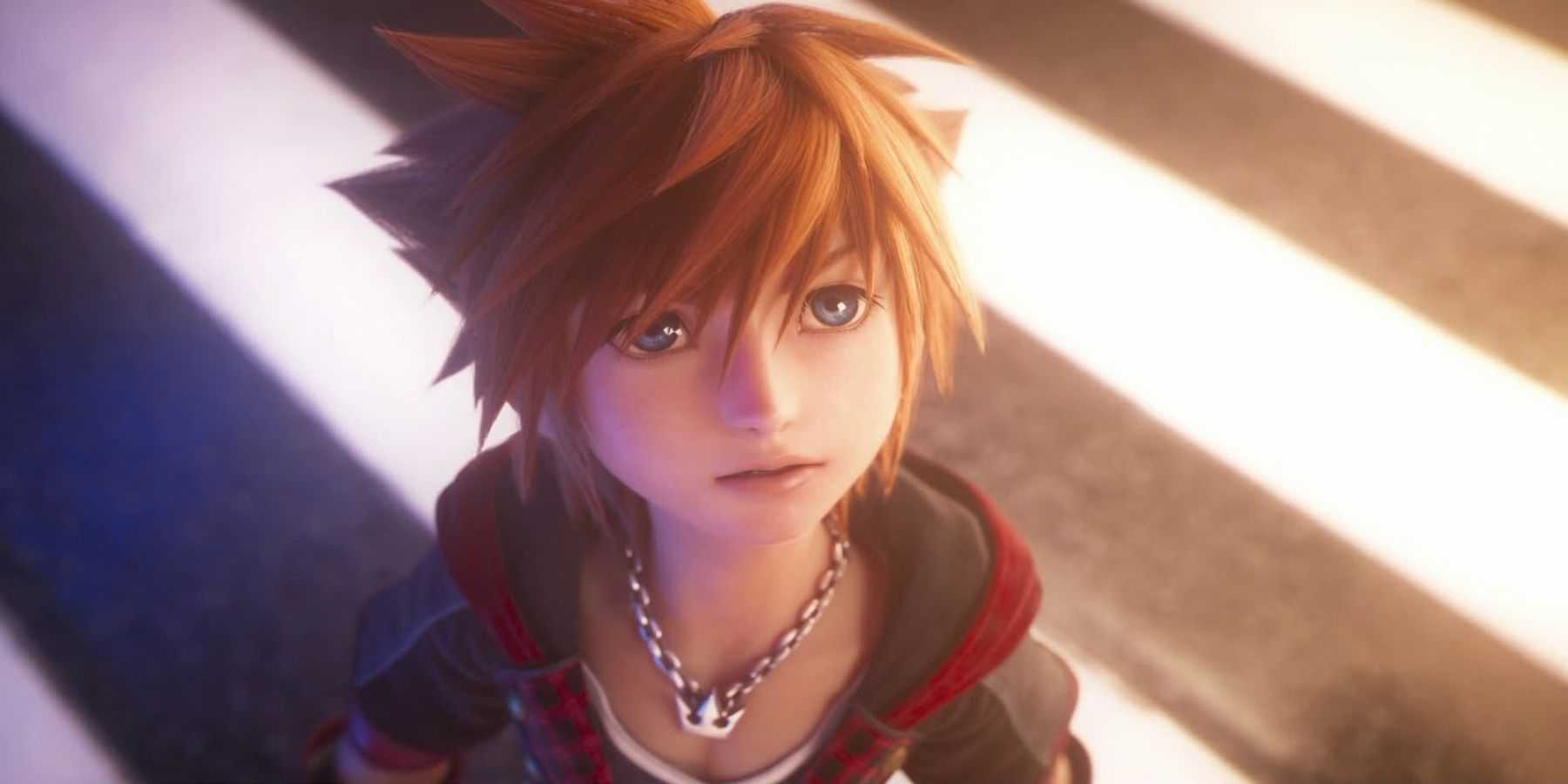 Sora looking towards the sky in Kingdom Hearts 3