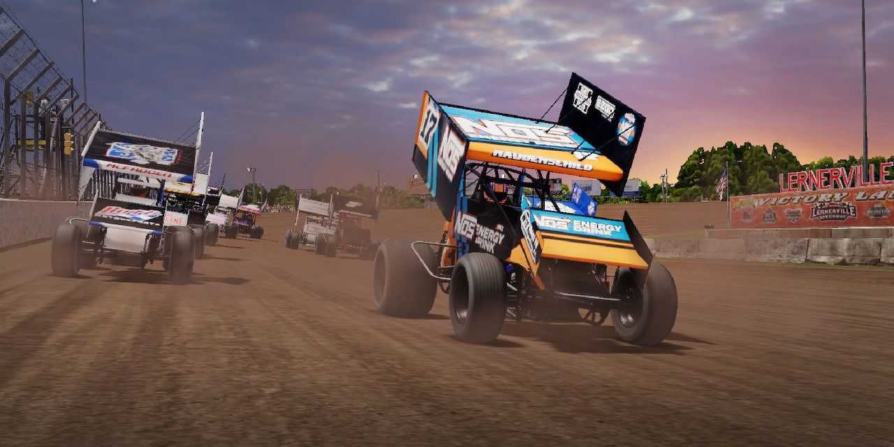 A race in World Of Outlaws Dirt Racing 23