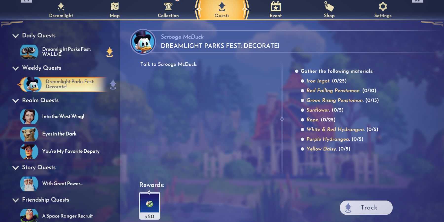 Lista de ingredientes do Disney Dreamlight Valley Dreamlight Parks Fest Decorar Quest