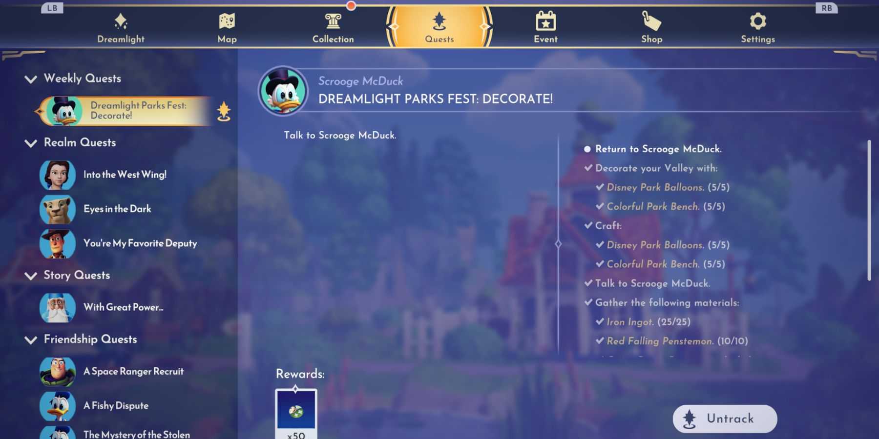 disney dreamlight valley dreamlight parks fest decorate quest complete 