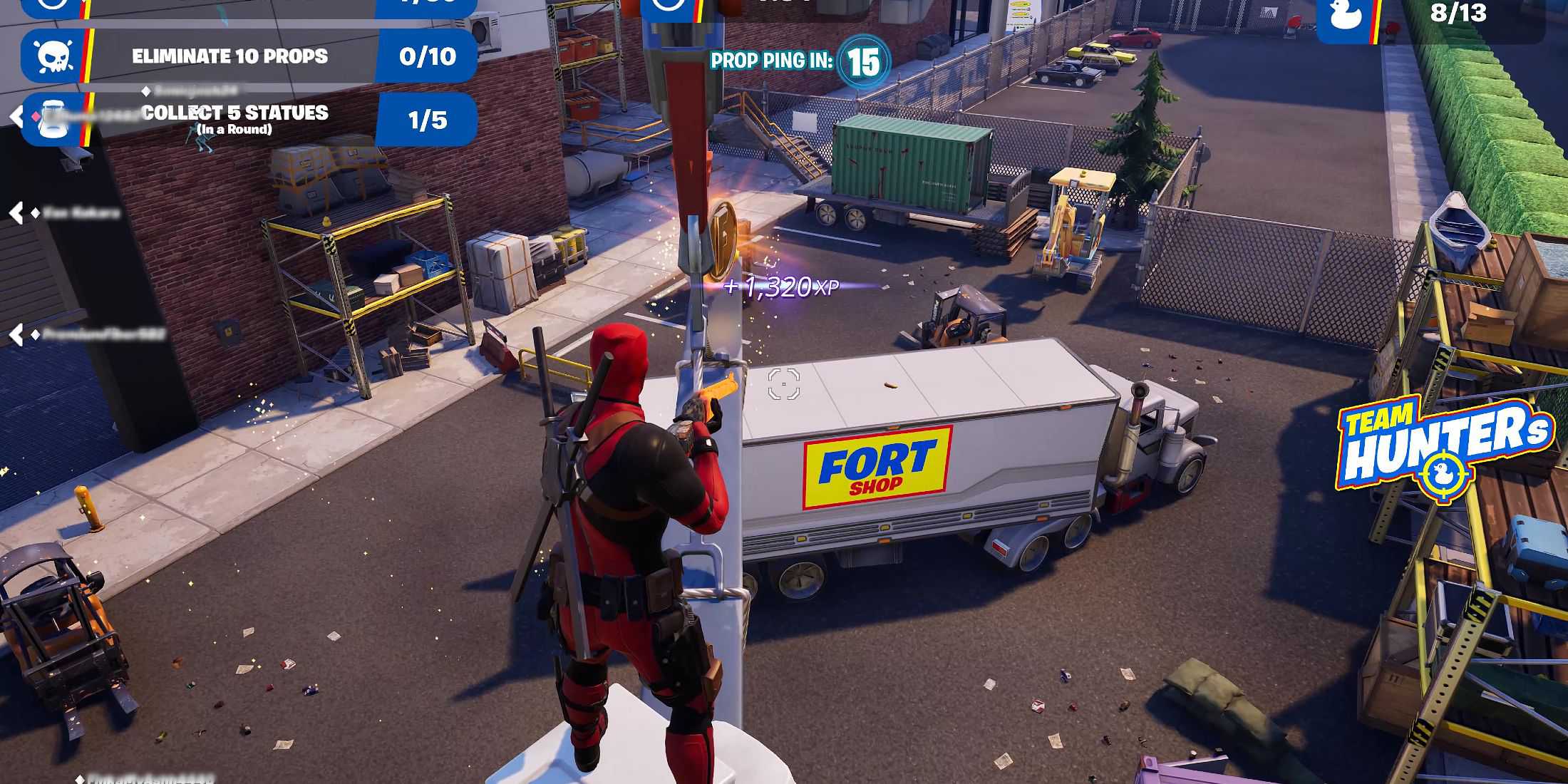 Screenshot showcasing gameplay of the Fortshop Prop Hunt Creative map in Fortnite 