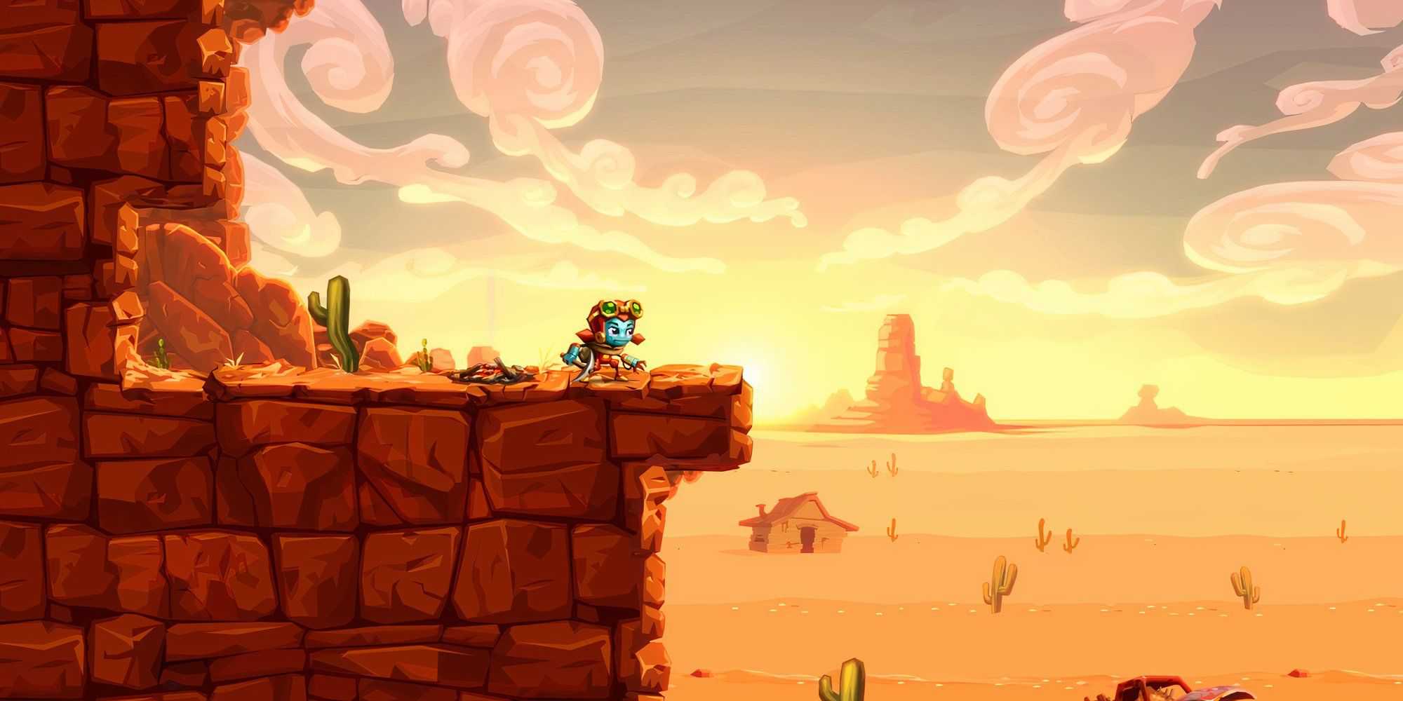 Overlooking a peak in SteamWorld Dig 2