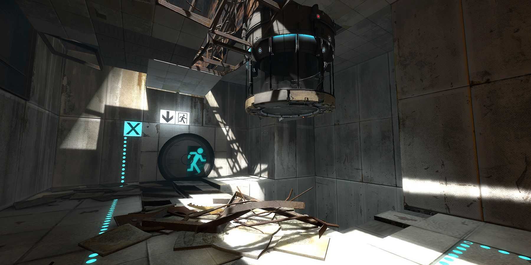 Image from Portal 2 showing one of the earlier test chambers.