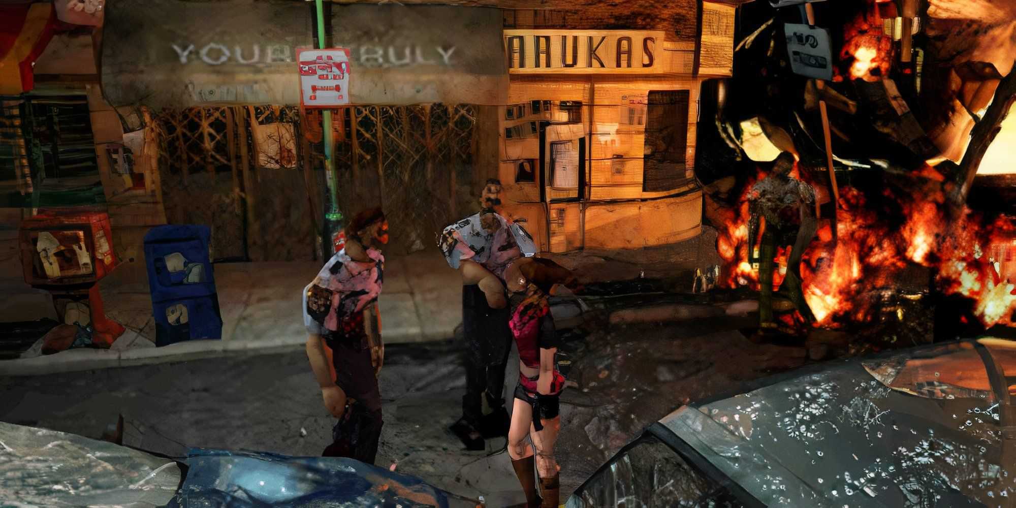 Shooting zombies as Claire in Resident Evil 2