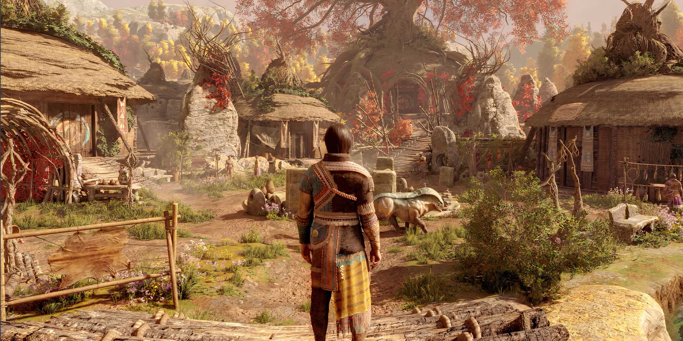 Character in a village in GreedFall 2