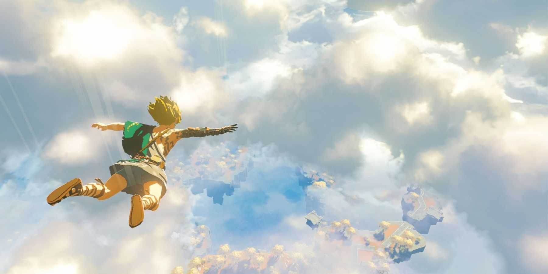 Link Falling From The Sky Islands To Hyrule In The Legend Of Zelda Tears Of The Kingdom-2