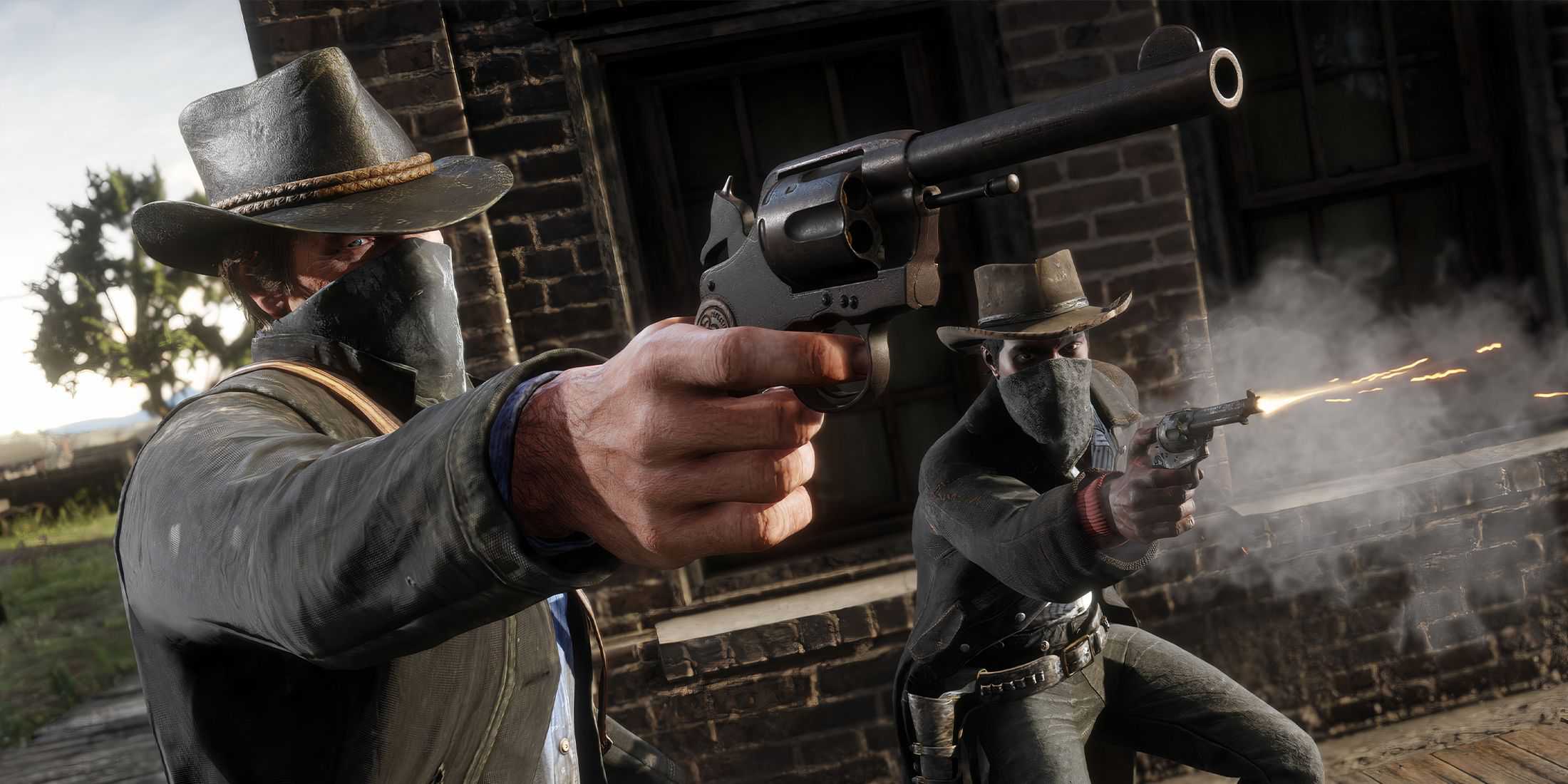 Characters firing guns in Red Dead Redemption 2