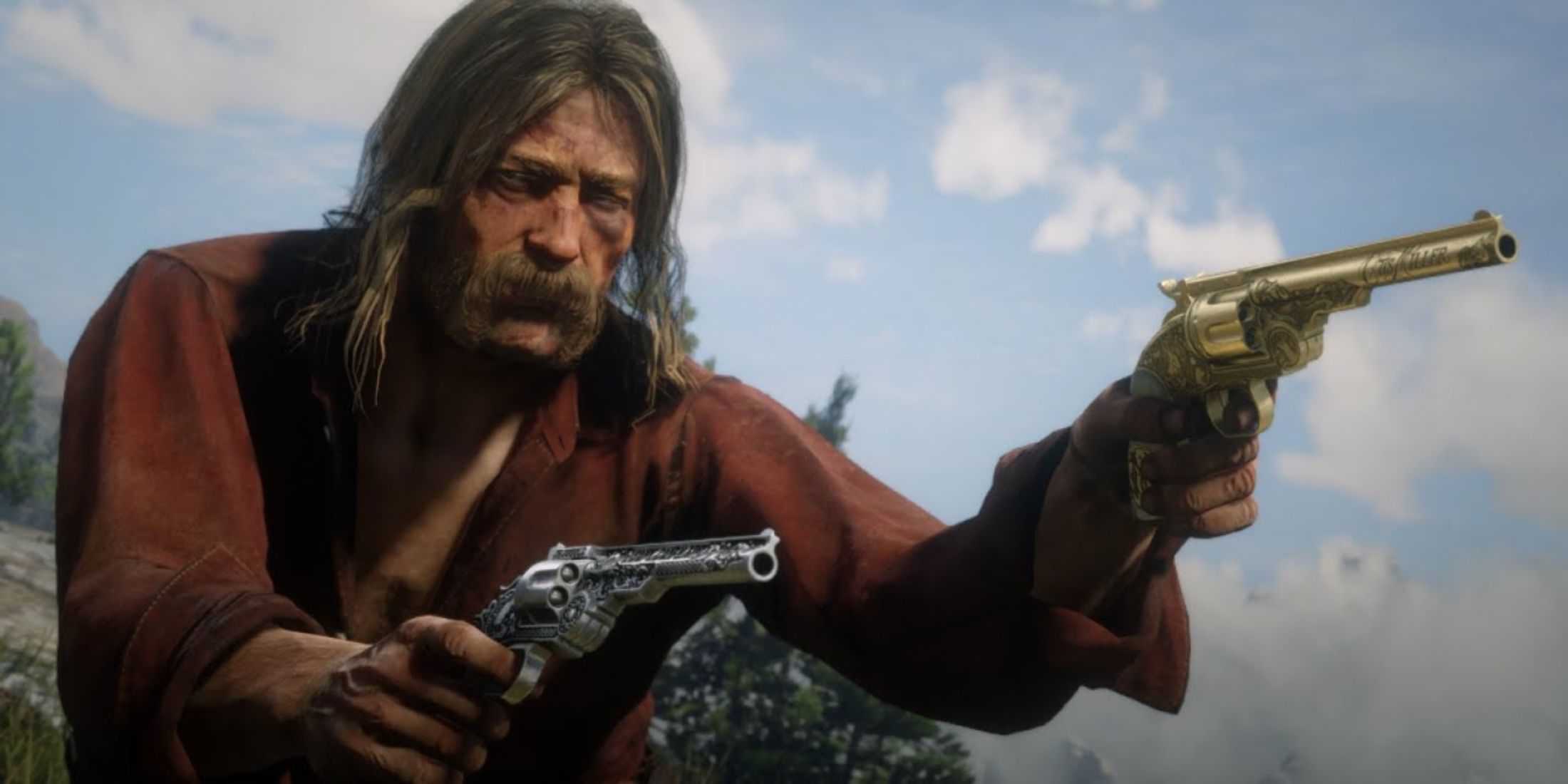 Micah Bell wielding his two revolvers 