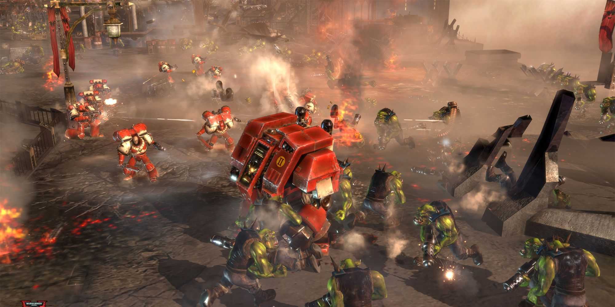 Heavy Units Fighting In Warhammer 40000 Dawn Of War 2