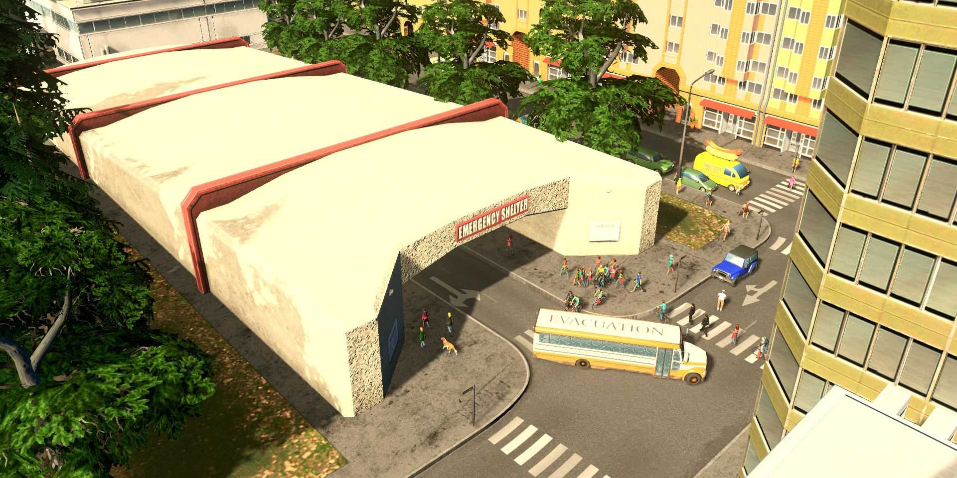 An emergency shelter in Cities: Skylines 2